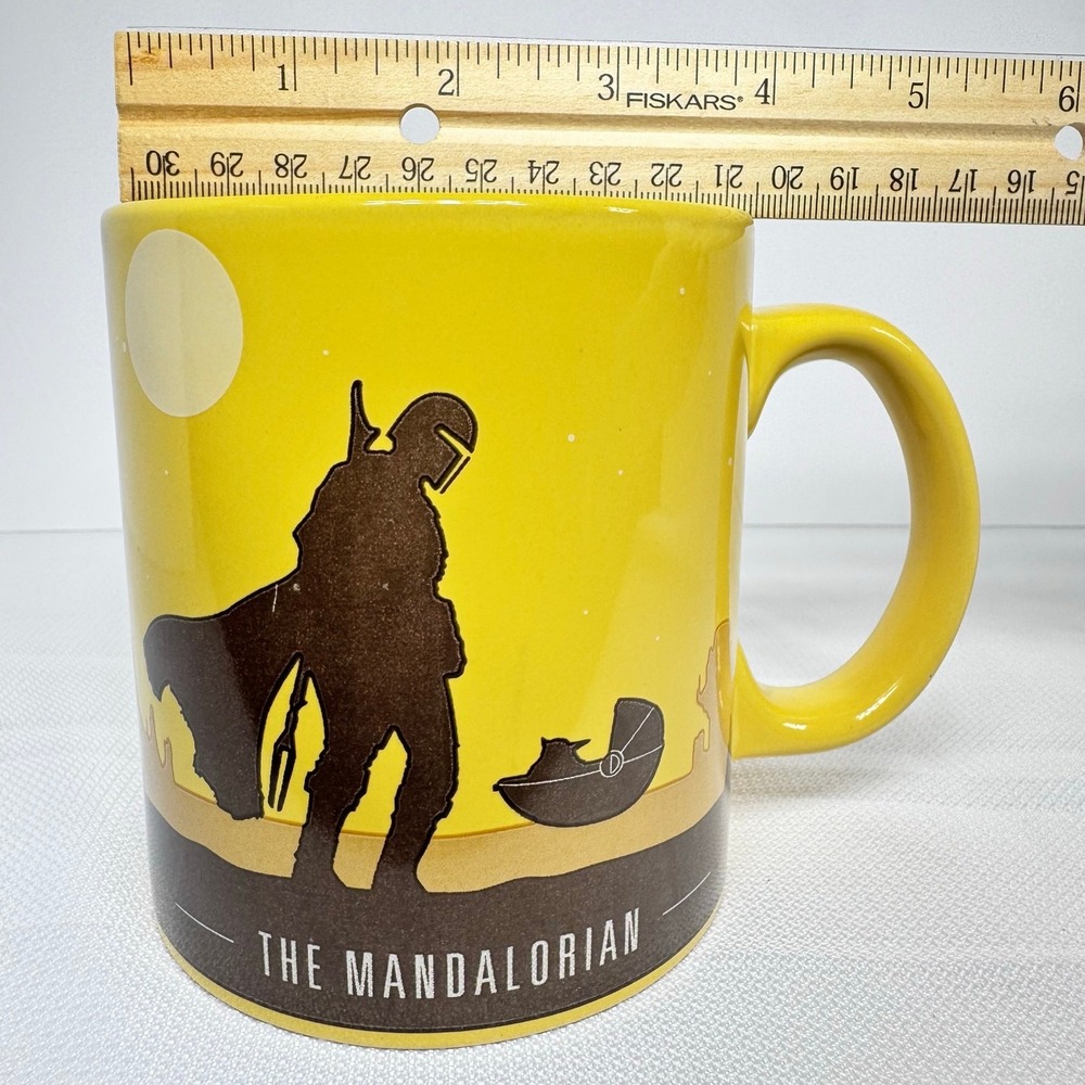 Star Wars The Mandalorian Coffee Mug Disney Baby Yoda Grogu Silhouette YellowCup - Picture 8 of 8
